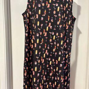 Black Sleeveless Dress with Cocktail Print